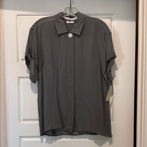 Perry Ellis Gray Casual Button Down Blouse